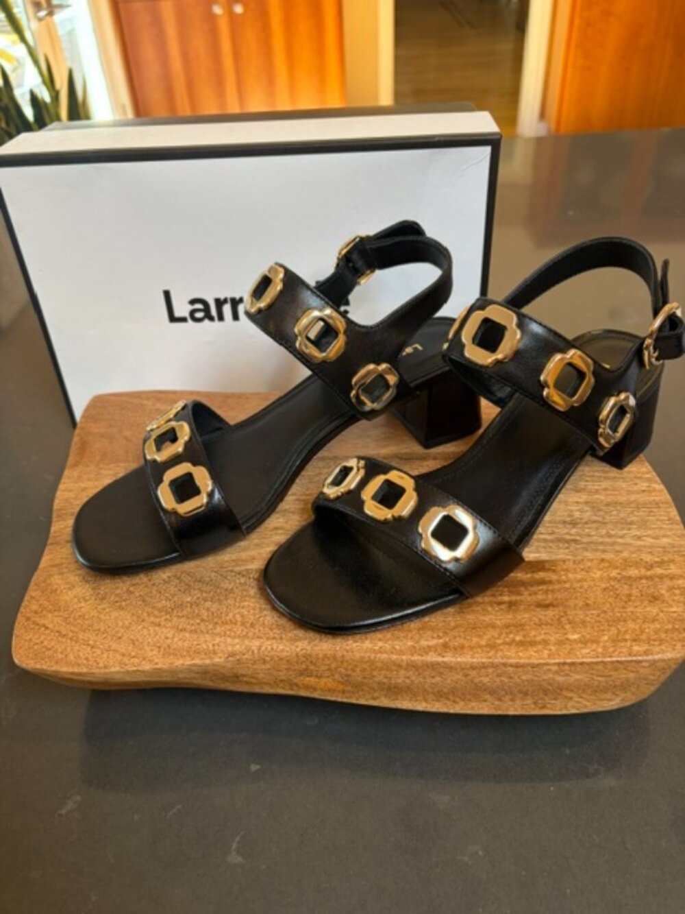 NWT/NIB Larroude Milan Sandal in Black Leather Size 8.5 - Picture 8 of 13